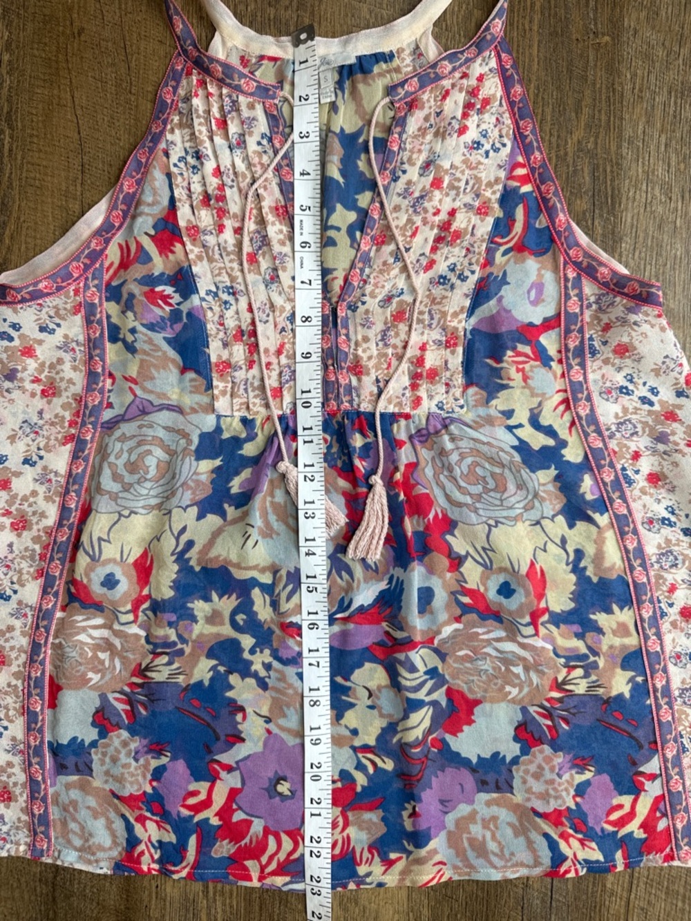 Joie Women's Floral Silk Tie-Neck Tank Red White Blue Multi Size Small - Picture 8 of 13